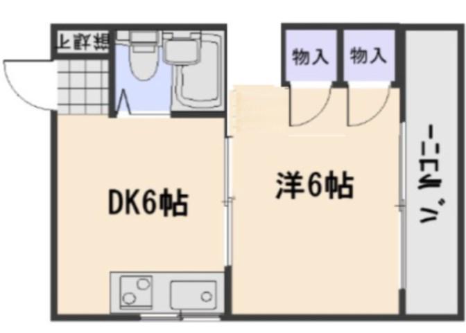 河本ビル(1DK/1階)の間取り写真