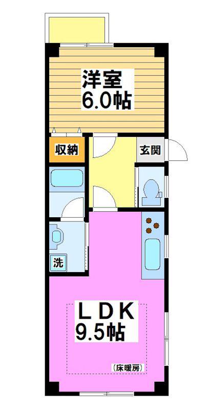 西つつじヶ丘マンション(1LDK/2階)の間取り写真
