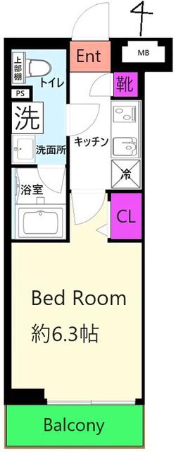 SHOKEN RESIDENCE川崎登戸ウエスト(1K/1階)の間取り写真