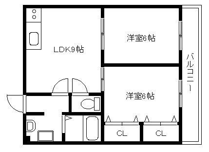 ヴェルナ西京極(2LDK/1階)の間取り写真