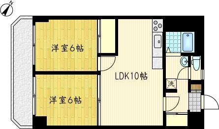 かわさきスカイビル(2LDK/5階)の間取り写真