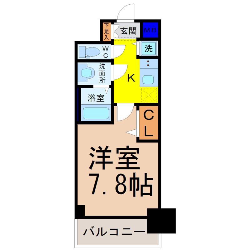 プレサンスジェネ千種内山(1K/3階)の間取り写真