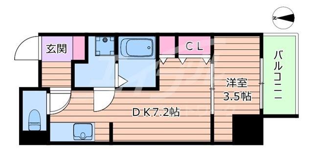ワールドアイ京町堀(1DK/12階)の間取り写真