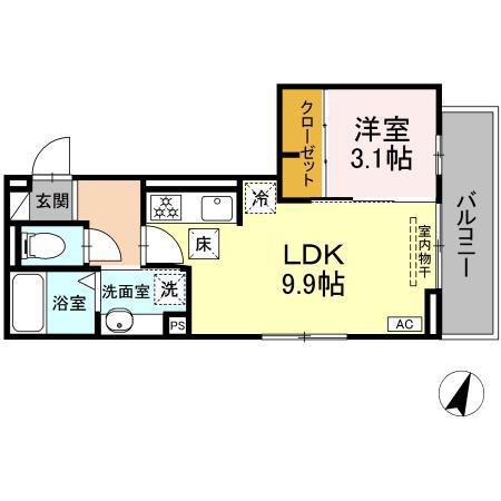 D-ROOM D-CREST駅前3丁目(1LDK/1階)の間取り写真