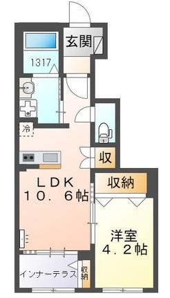 ディアバルド(1LDK/1階)の間取り写真
