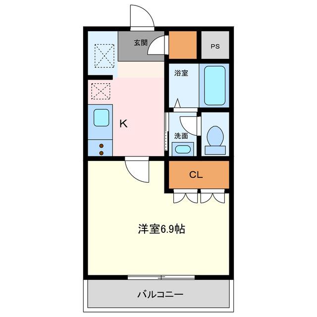 COMODO・MIHAMA(1K/2階)の間取り写真