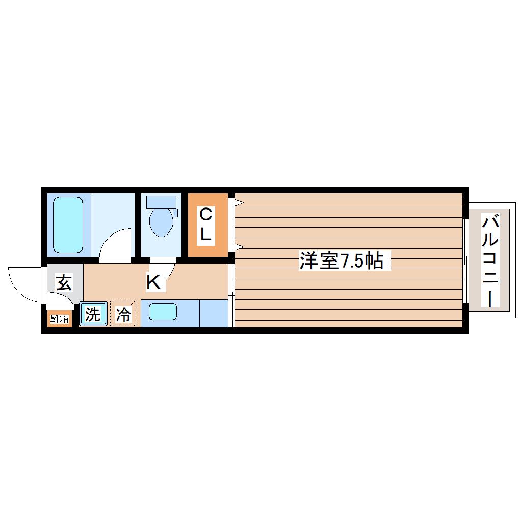 クレスト長町(1K/1階)の間取り写真