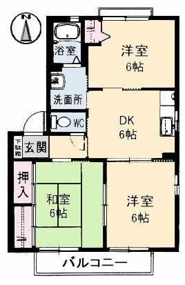 レーヴィンスH&A(2LDK/2階)の間取り写真