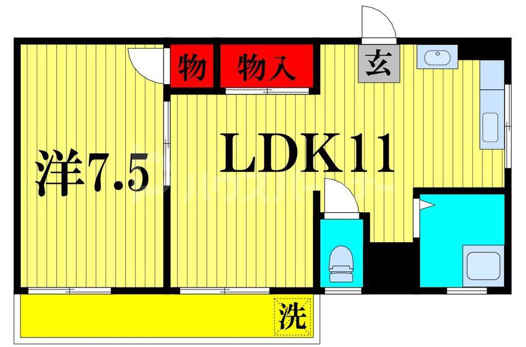 田村グリーンハイツ(1LDK/2階)の間取り写真