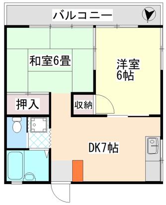 サンレジデンス(2DK/2階)の間取り写真