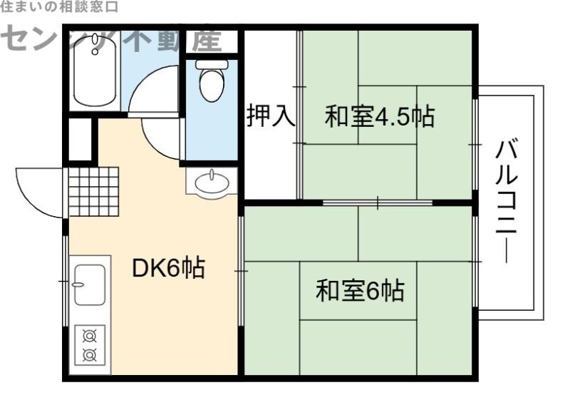 サンハイツ(2DK/1階)の間取り写真
