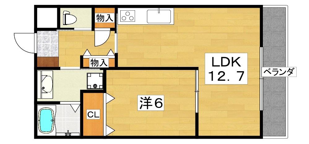 メゾンレヴナ木田町(1LDK/2階)の間取り写真