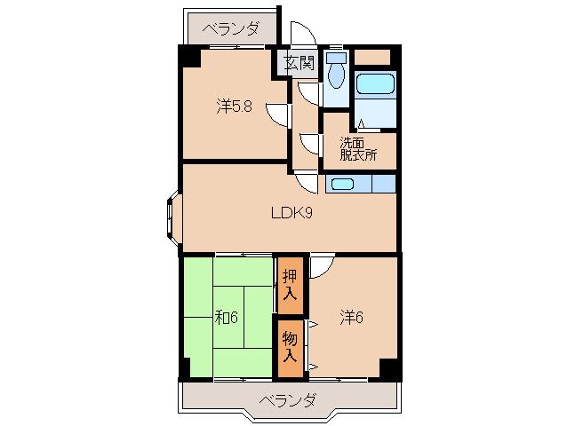 キューブN(3LDK/3階)の間取り写真