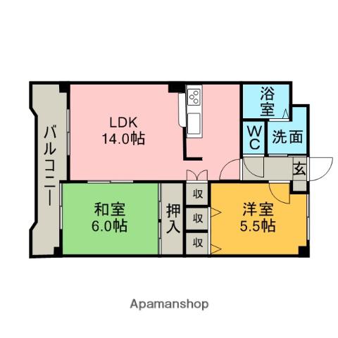 マジェスティ泉田(2LDK/4階)の間取り写真
