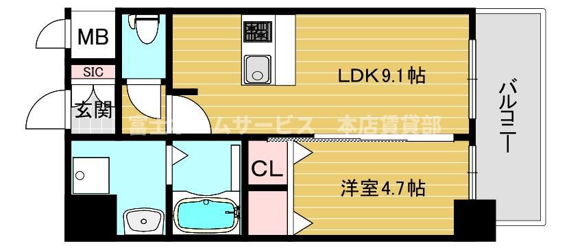 GM KOHAMA(1LDK/12階)の間取り写真