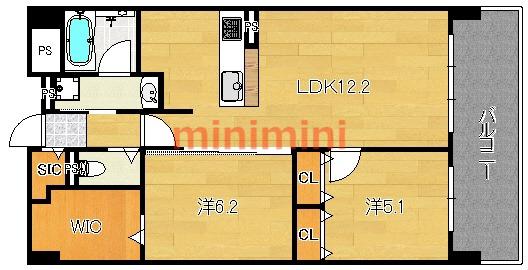 アクトタレイア茨木駅前(2LDK/5階)の間取り写真