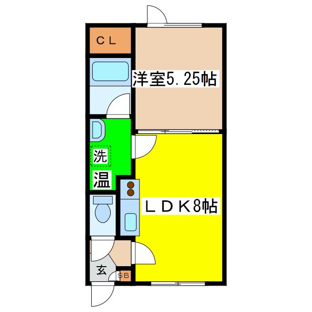 エステートINフェルモントII(1LDK/1階)の間取り写真