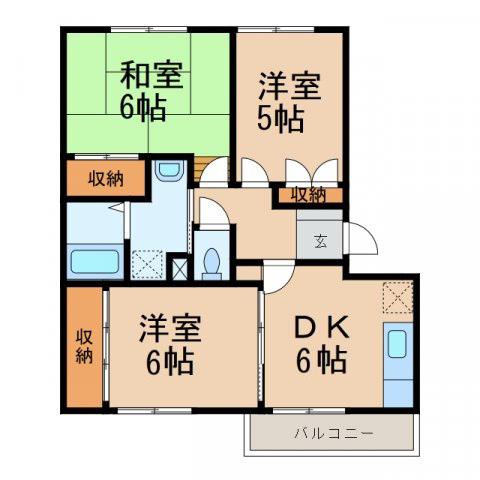 ＪＲ阪和線 紀伊駅 徒歩8分 3階建 築32年(3DK/3階)の間取り写真