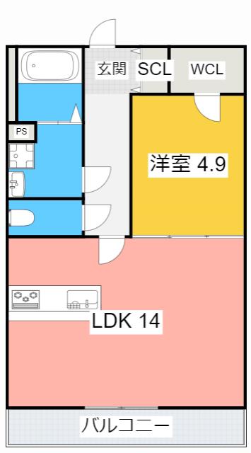 JOUER ECLAT(1LDK/3階)の間取り写真