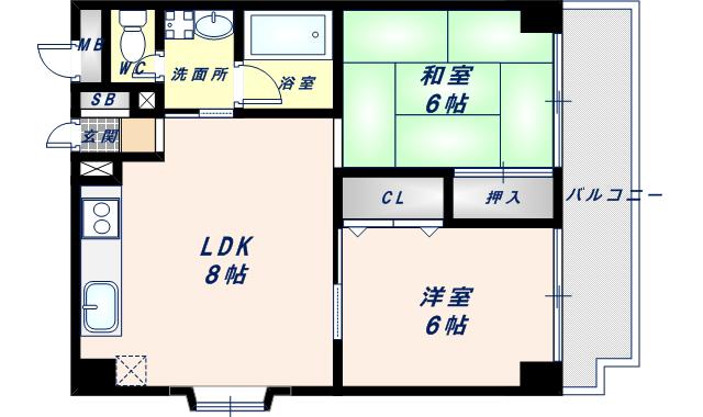 アンシャンテ(2LDK/4階)の間取り写真