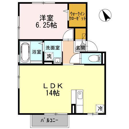 ボナールエイトⅠ(1LDK/2階)の間取り写真