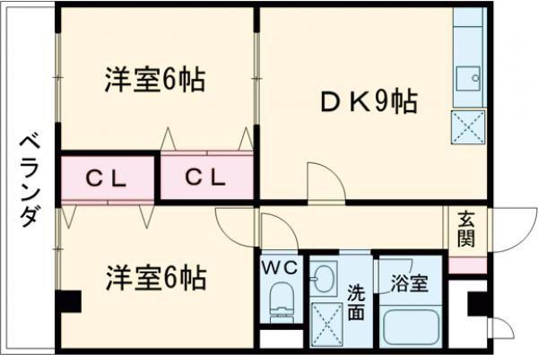 アジュール広田(2DK/3階)の間取り写真