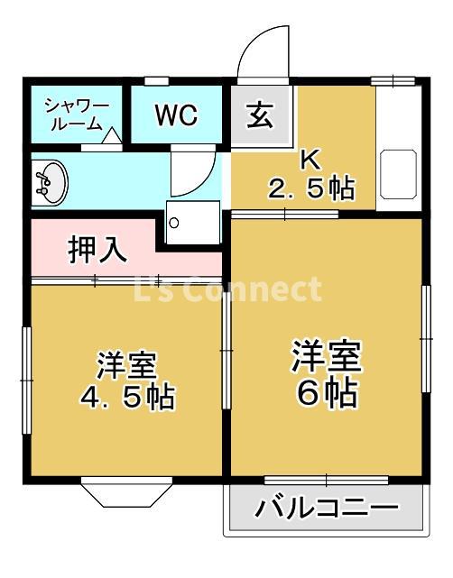 インプス(2K/1階)の間取り写真