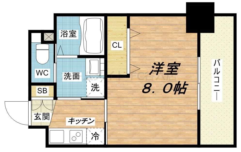 プランドール江戸堀レジデンス(1K/3階)の間取り写真