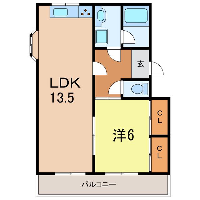 シェリールA(1LDK/2階)の間取り写真