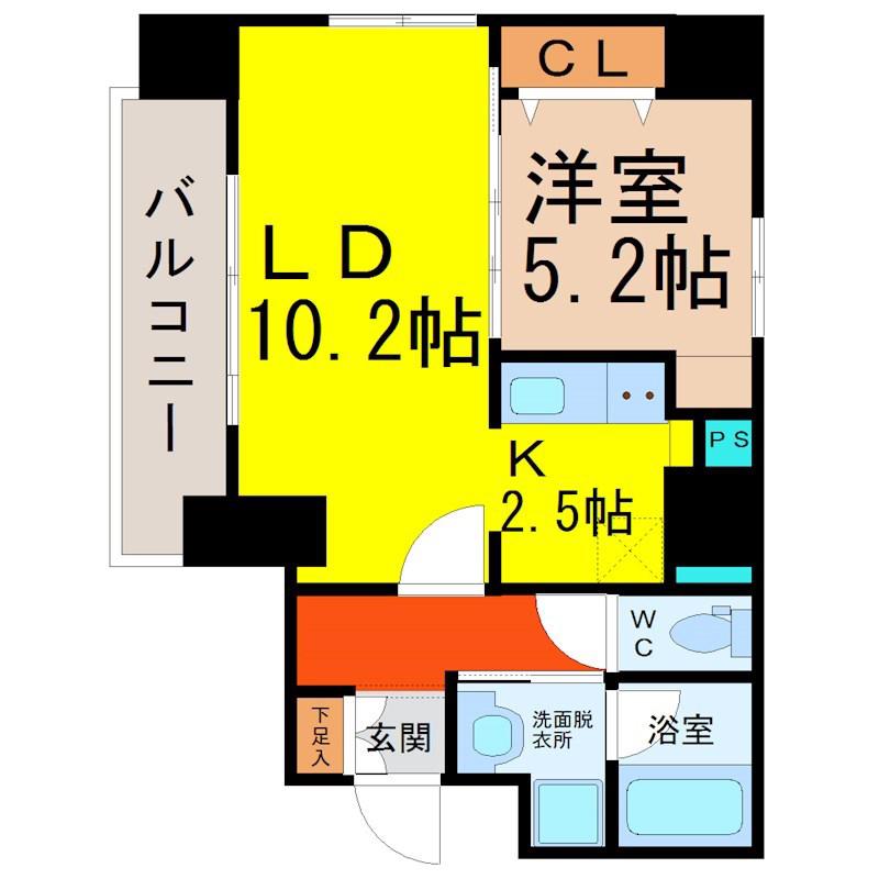 PACE PALAZZO(1LDK/6階)の間取り写真