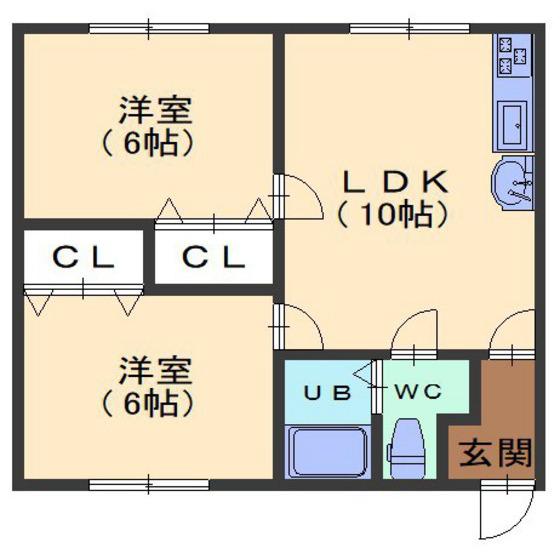 レジデンスナガオカ(2LDK/1階)の間取り写真