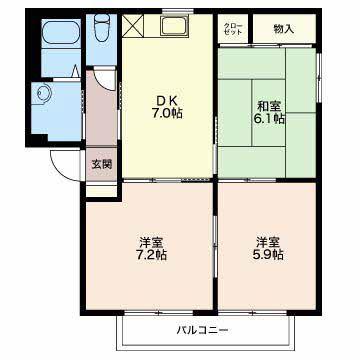 ＪＲ篠ノ井線 篠ノ井駅 車で5分 2階建 築26年(3DK/2階)の間取り写真