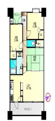 アルフィーネ久留米中央町(3LDK/3階)の間取り写真