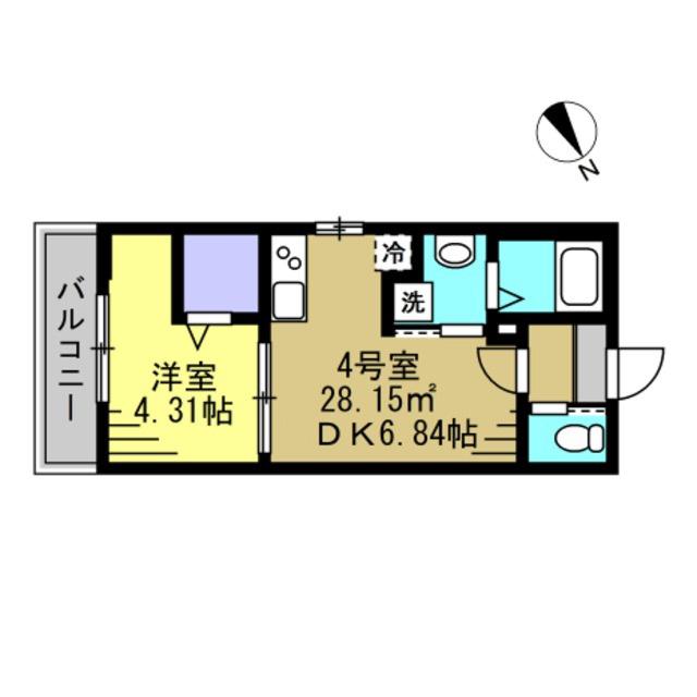 アジュール新松戸02(1DK/1階)の間取り写真