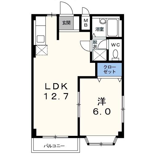 エルディム・花水木(1LDK/2階)の間取り写真
