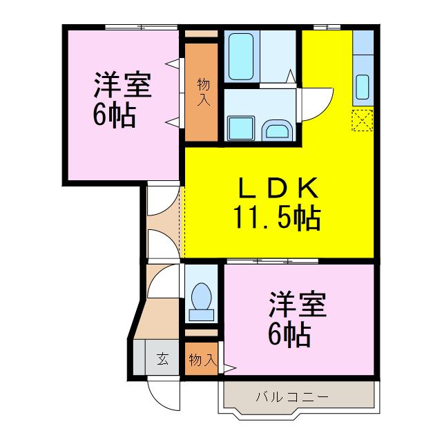 ラルジュ・ロジュマン(2LDK/1階)の間取り写真