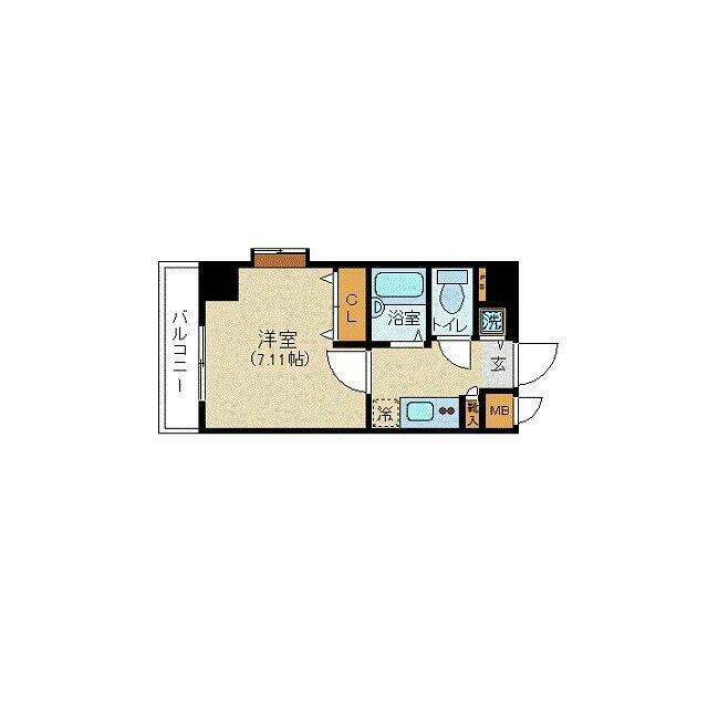 K&W西新橋 部屋番号201(1K/2階)の間取り写真
