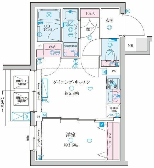 GENOVIA京成立石V(1DK/3階)の間取り写真