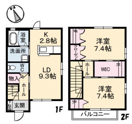 ヴィレッタ ジョイオーサ(2LDK/1階)の間取り写真