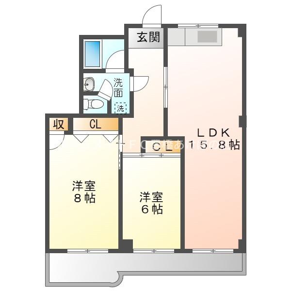 パークハイツ宮下(2LDK/3階)の間取り写真