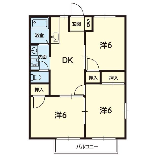 まりんハイツI(3DK/1階)の間取り写真