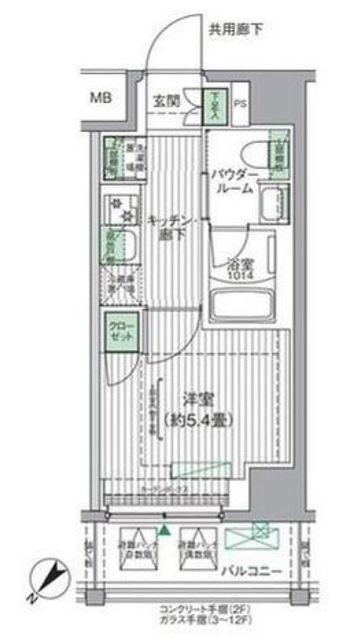 BPRレジデンス青砥(1K/8階)の間取り写真