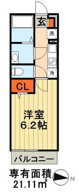 リブリ・エクセル長洲(1K/1階)の間取り写真