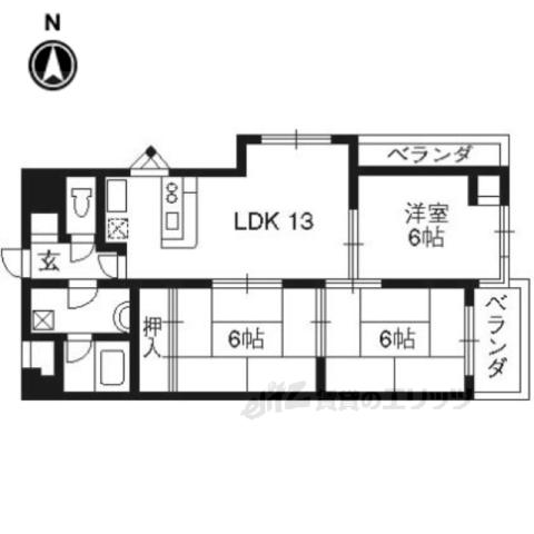 第45長栄シャルト五条(3LDK/10階)の間取り写真