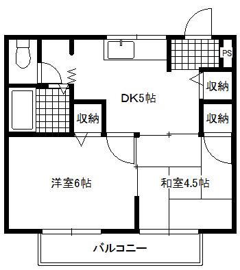 リベルテ水戸島(2DK/1階)の間取り写真