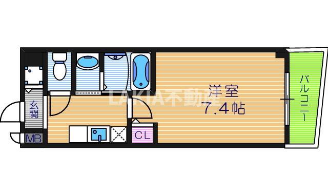 グランディール阪南町III番館(1K/2階)の間取り写真