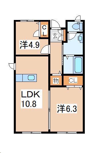 メゾンソレイユII(2LDK/1階)の間取り写真