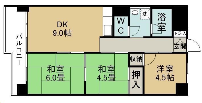 銀杏町庄司マンション(3DK/4階)の間取り写真