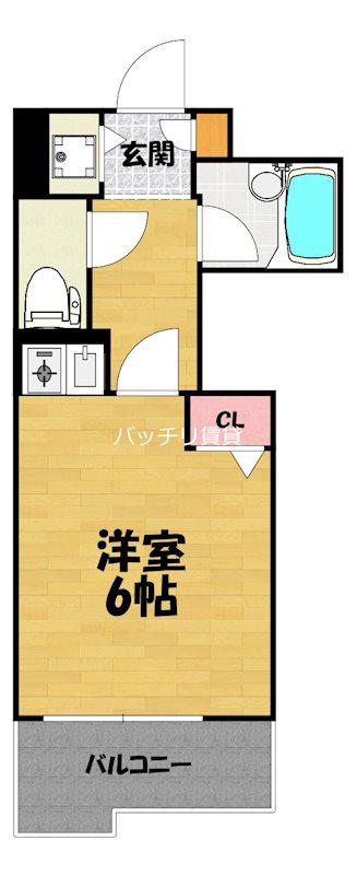 ライオンズマンション六本松第3(ワンルーム/7階)の間取り写真