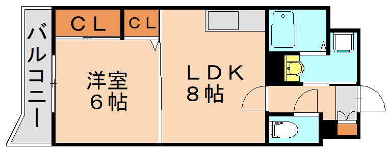 ヒット砂津BLD(1LDK/4階)の間取り写真